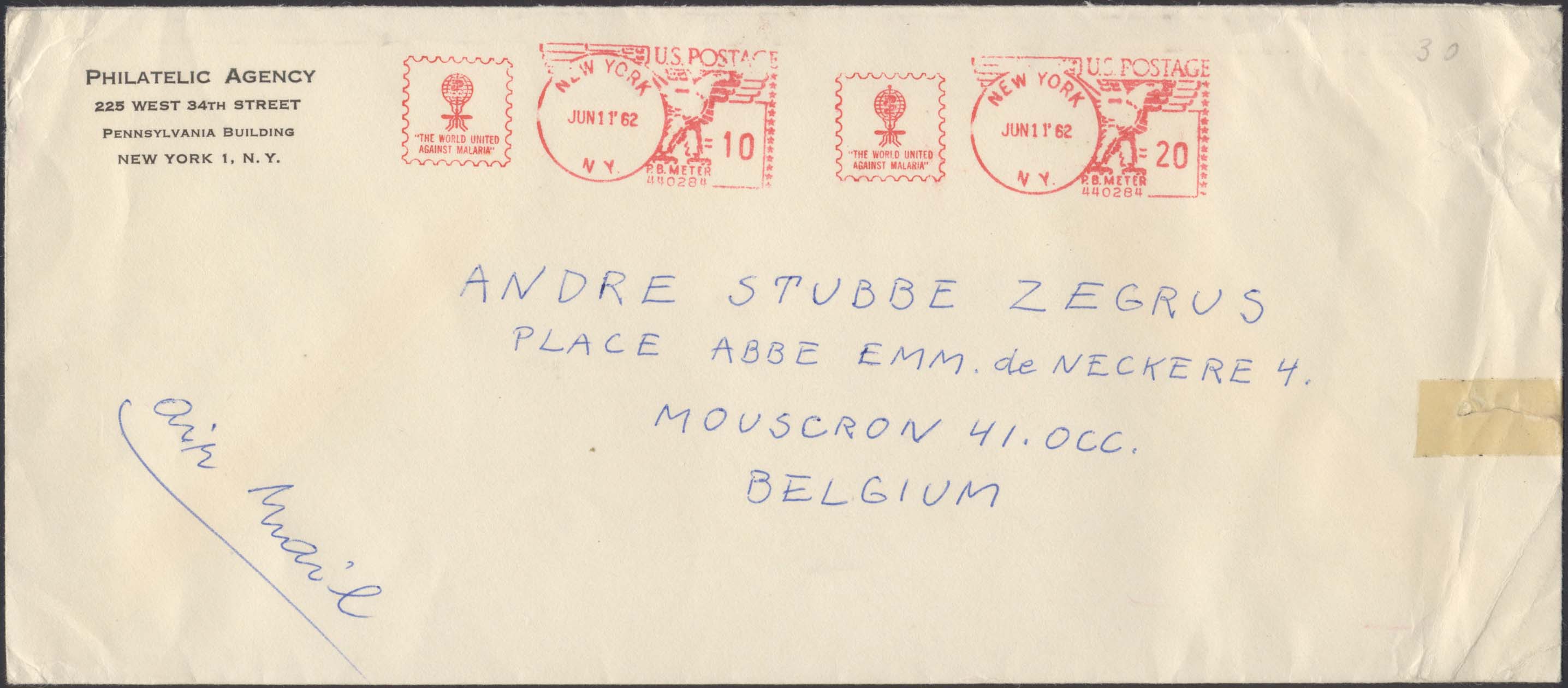 06/11/1962, International Airmail Letter