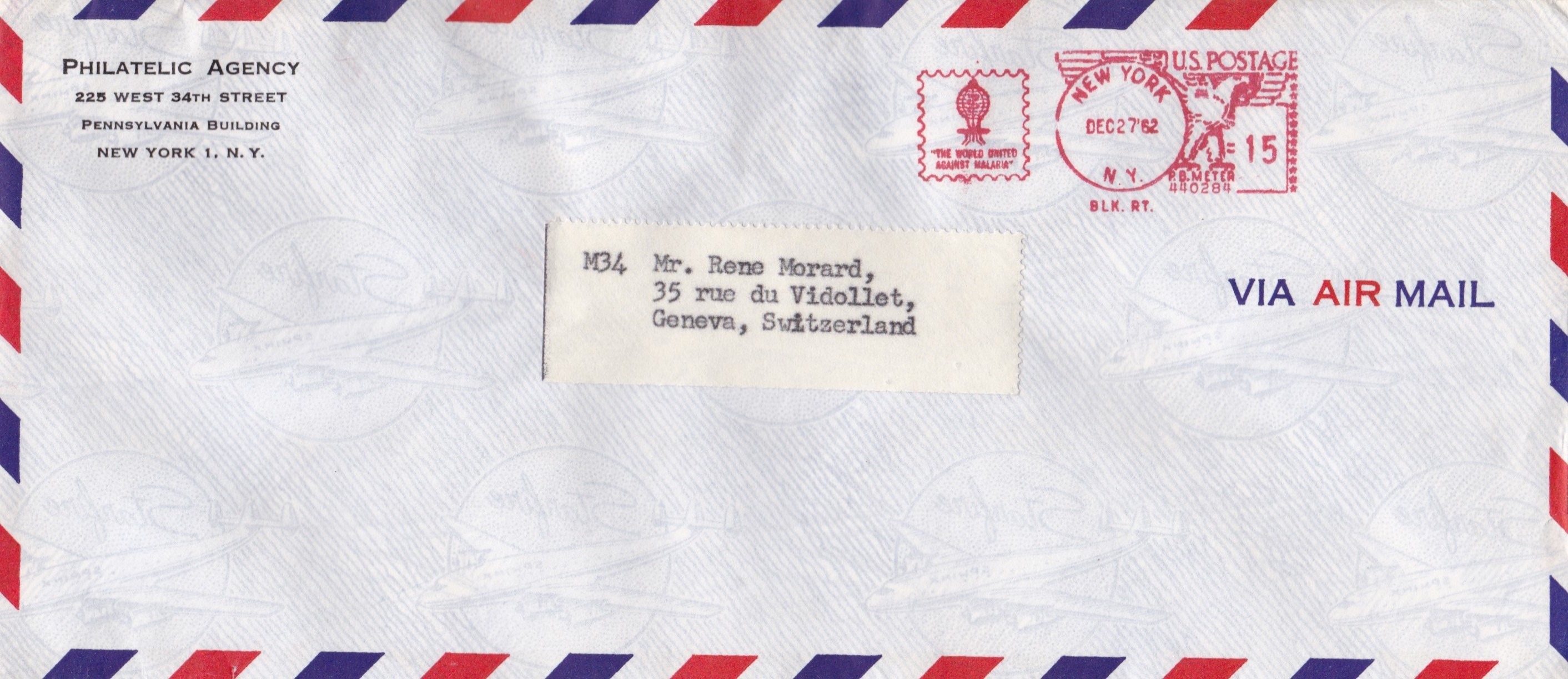 12/27/1962, International Airmail Letter