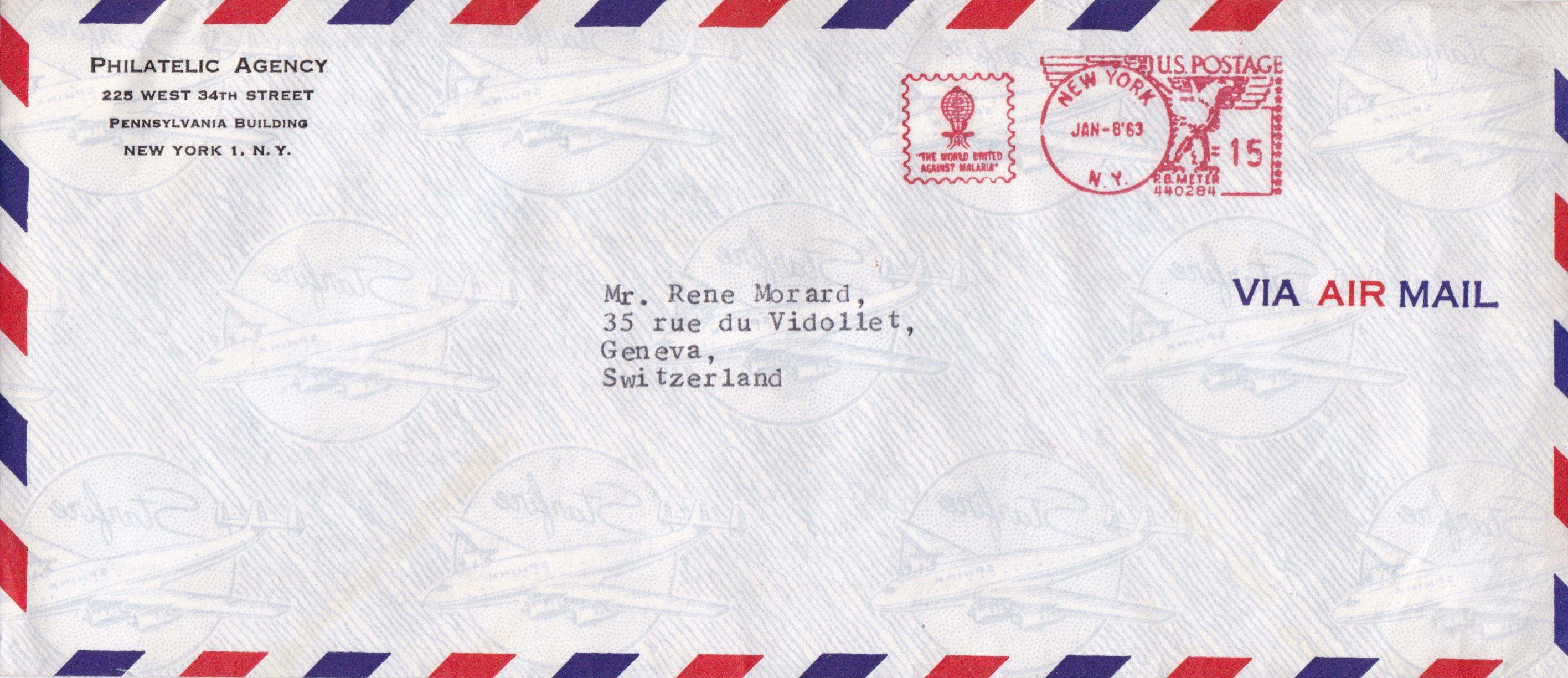 01/08/1963, International Airmail Letter