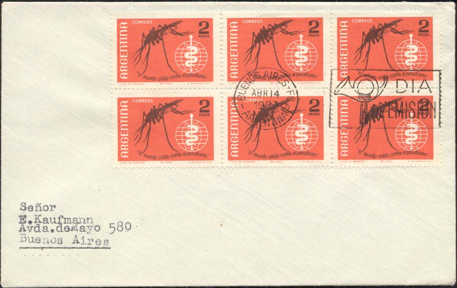 Scott 737 %28FDC w%2F No Cachet Buenas Aries Cancel %286 stamps%29%29