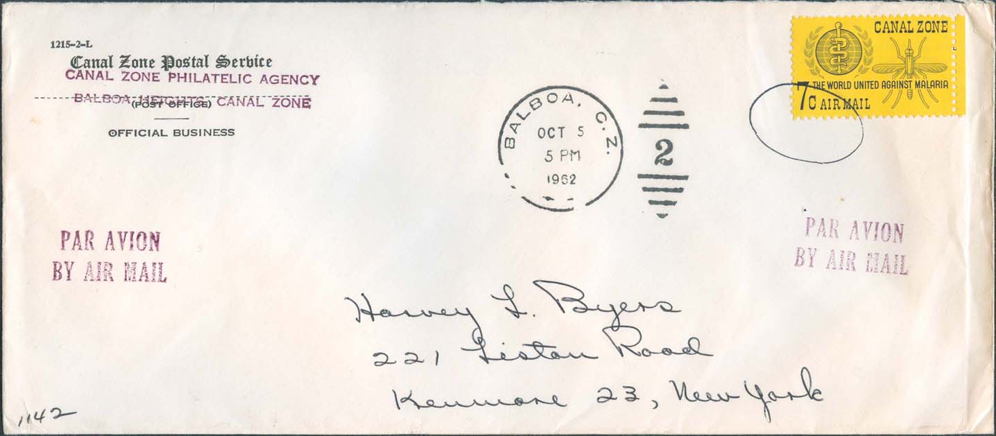 October 5, 1962, 5:00 PM, Balboa, CZ to New York, NY