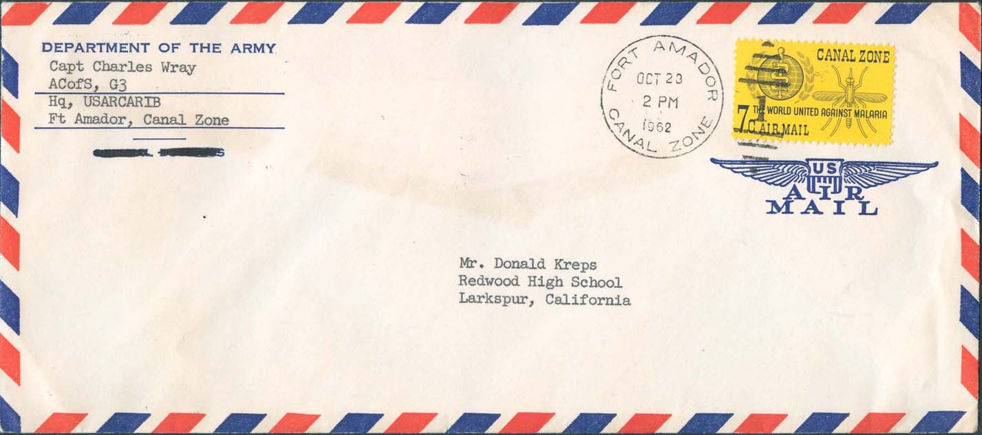 October 23, 1962, 2:00 PM, Fort Amador, CZ to Larkspur, CA