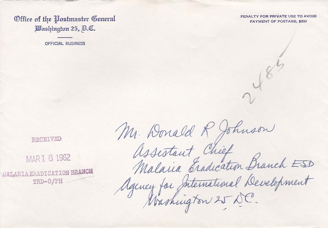 Invitation Card For The Ceremony Dedicating The Malaria Eradication Commemorative Stamp Envelope With Invitation