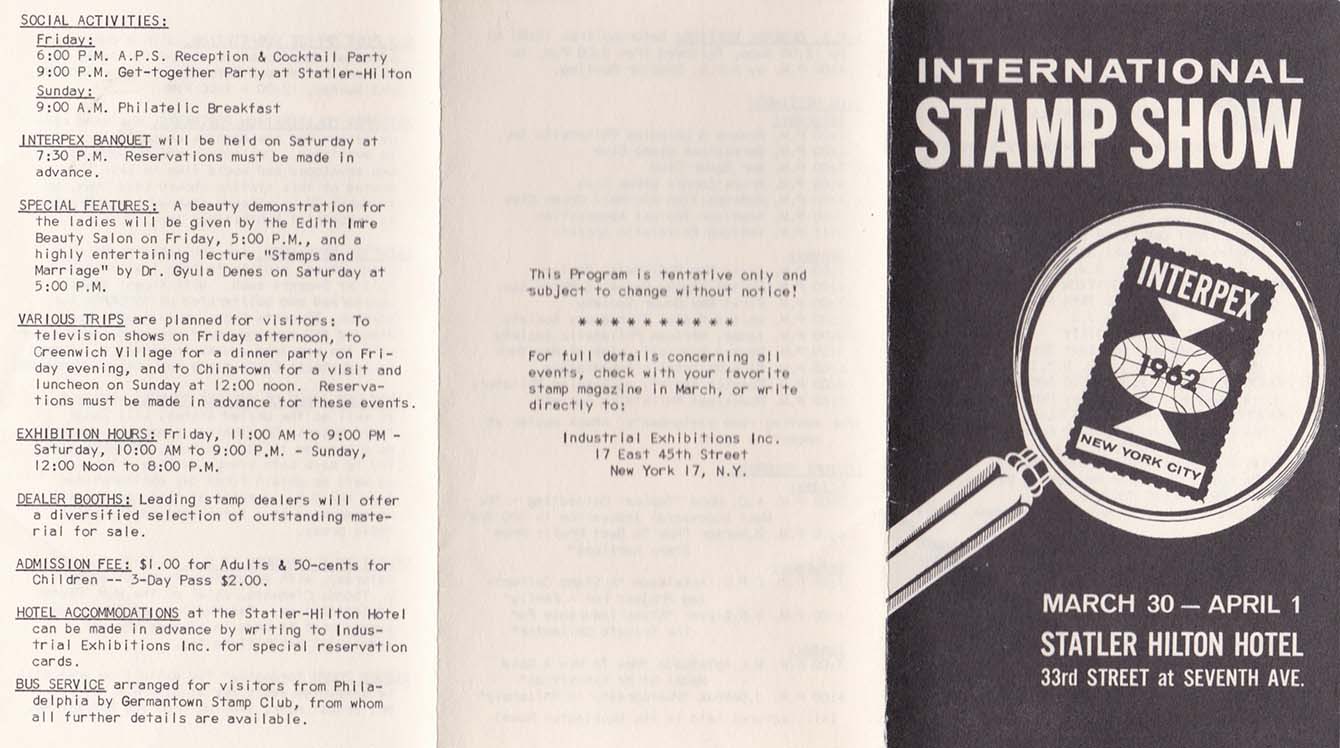 Unfolded INTERPEX 1962 Program - Side 1 INTERPEX 1962 Program - Side 1