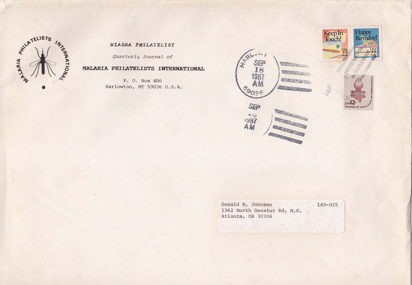 MPI Cover Sent To Donald R. Johnson September 18, 1987