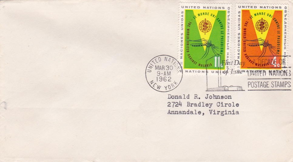 United Nations Scott 102-103 FDC Addressed to Donald R Johnson Number 2