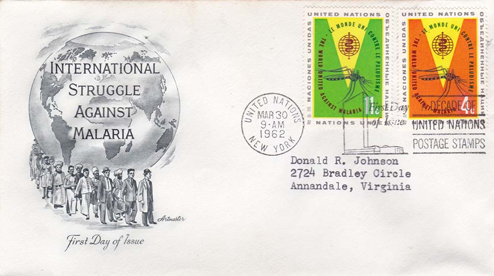 United Nations Scott 102-103 Artmaster FDC Addressed to Donald R Johnson