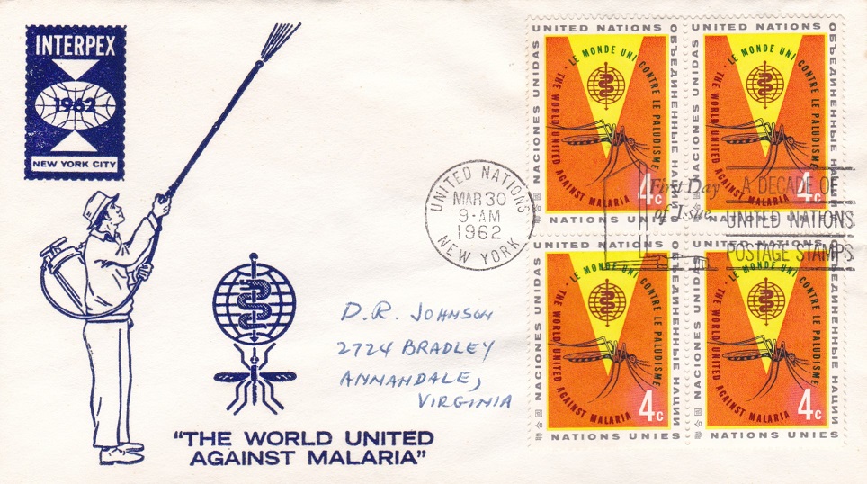 United Nations Scott 102 Centennial FDC Addressed to Donald R Johnson