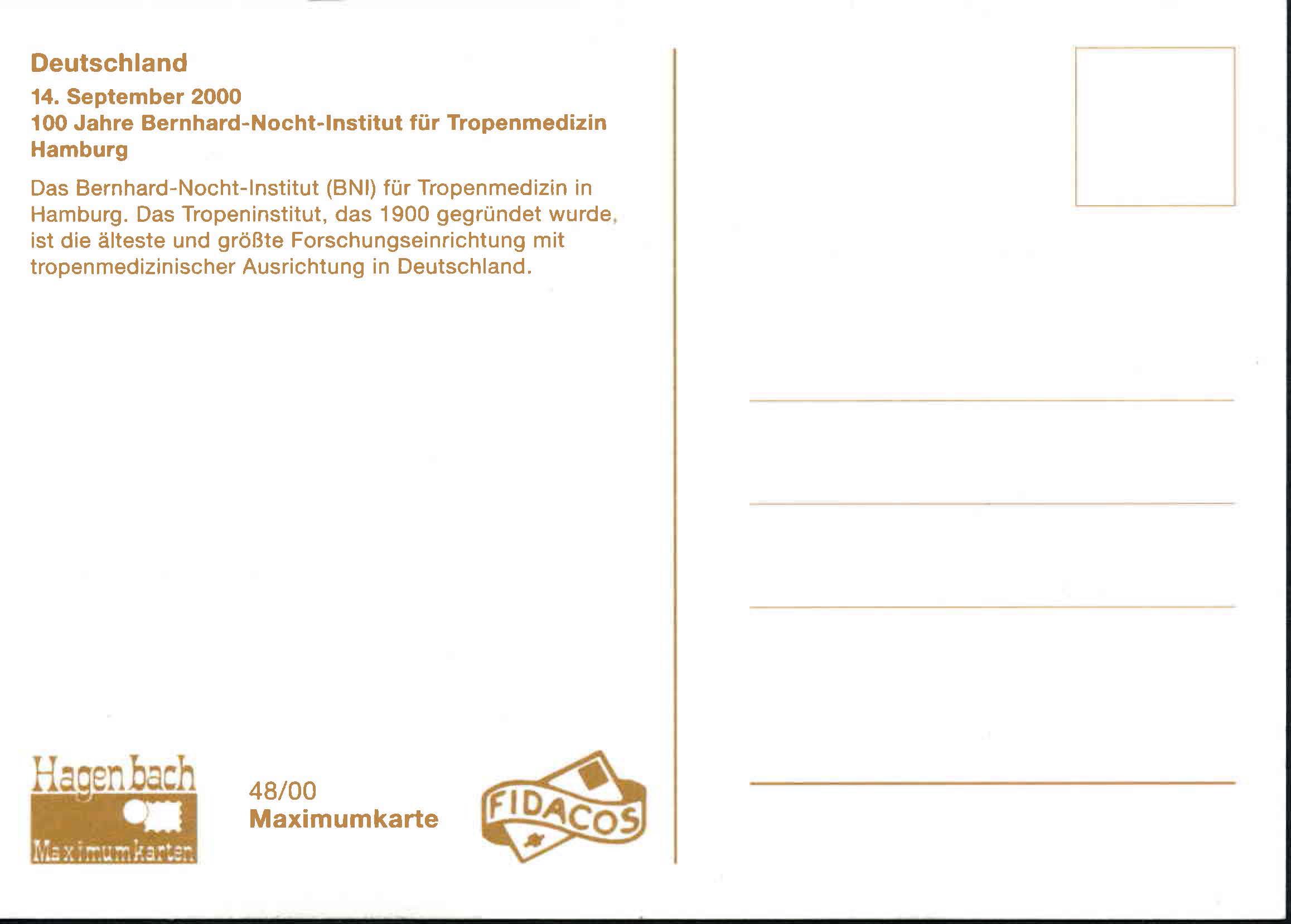 Germany Scott 2101 on Card, Back side