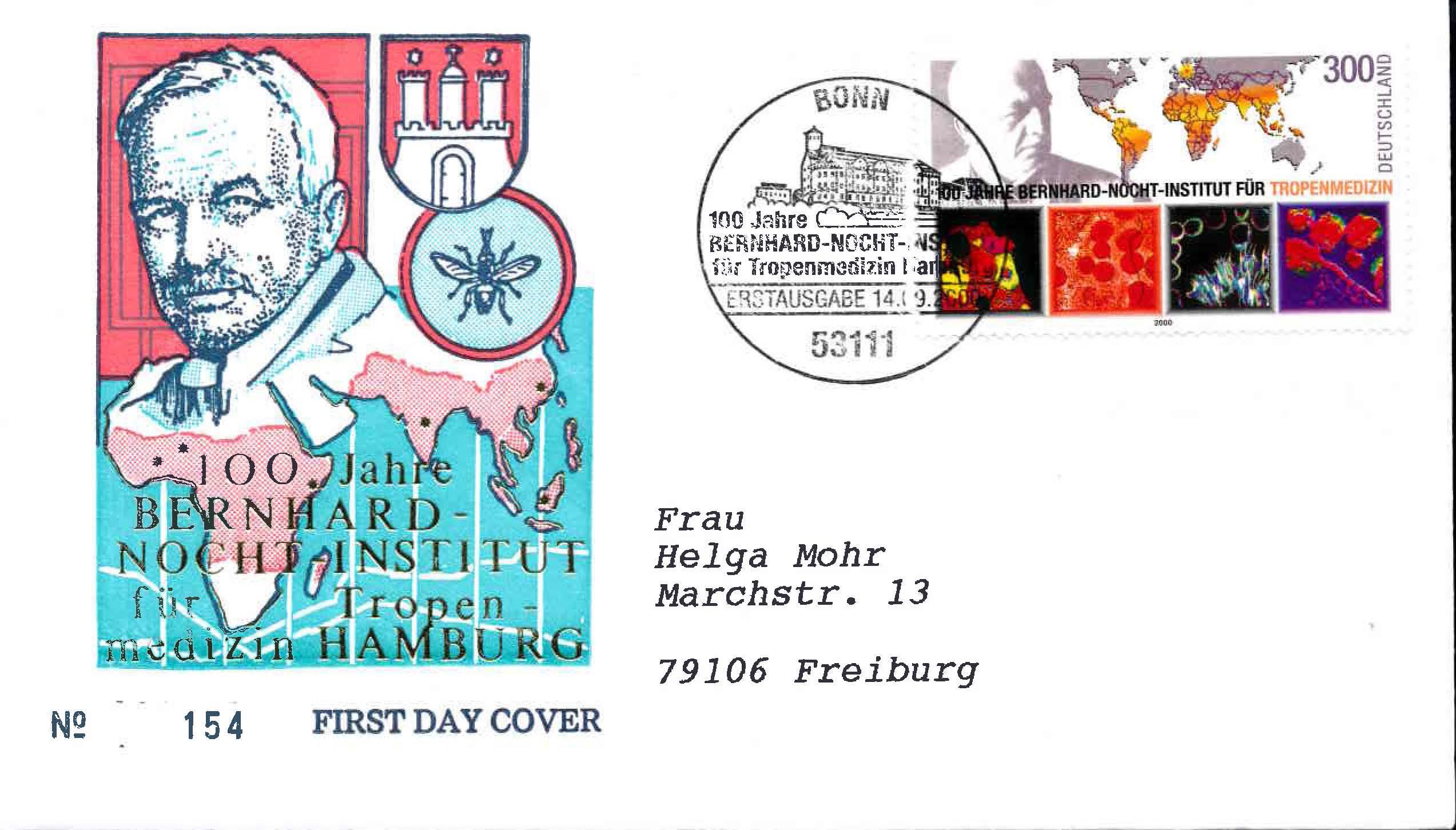 Germany Scott 2101 First Day Cover, Cachet 3, Bonn Cancellation - Sent Through the Mail to Freiburg