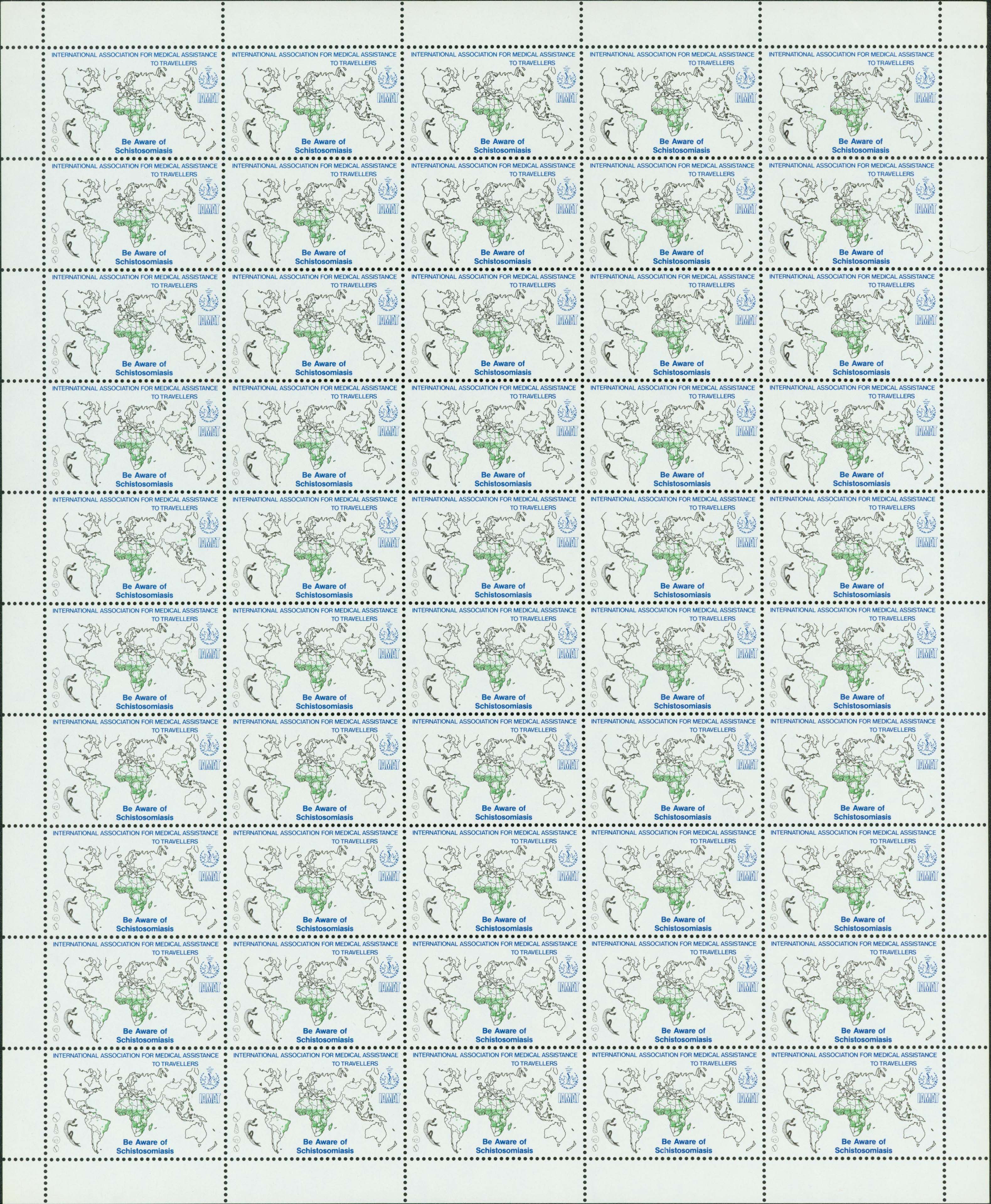 IAMAT label - Schistosomiasis - Full Sheet