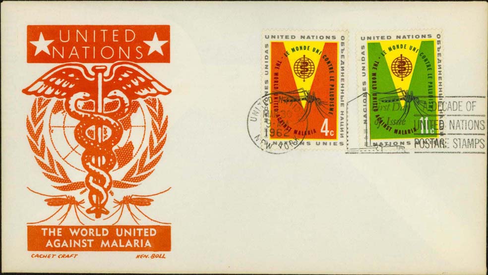 Ken Boll FDC Cachet %28Orange%29 w%2F United Nations Scott 102-103