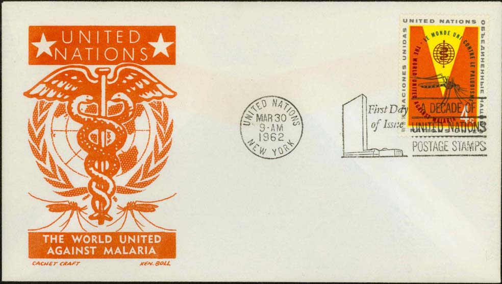 Ken Boll FDC Cachet %28Orange%29 w%2F United Nations Scott 102