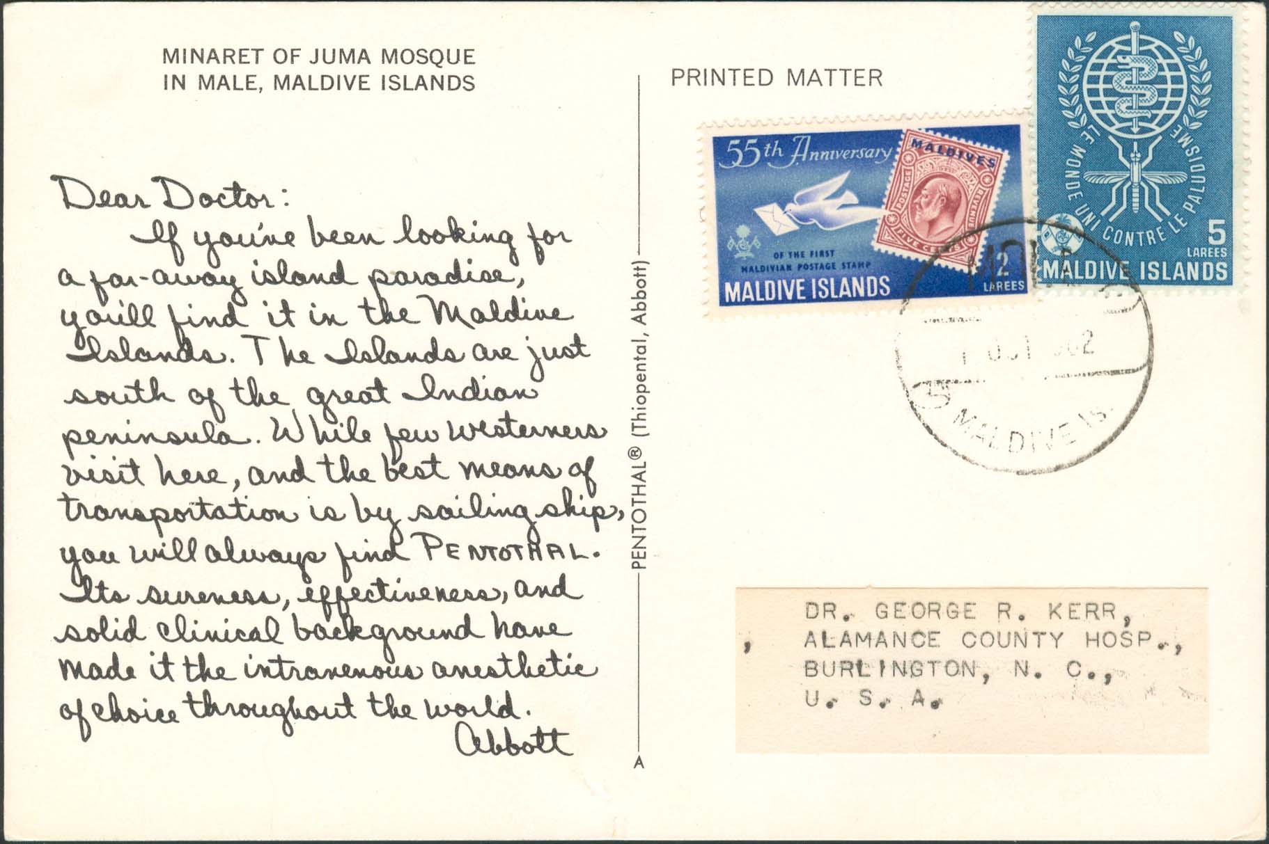 Dear Doctor Postcard - Type A - United States - 1962, Oct 1