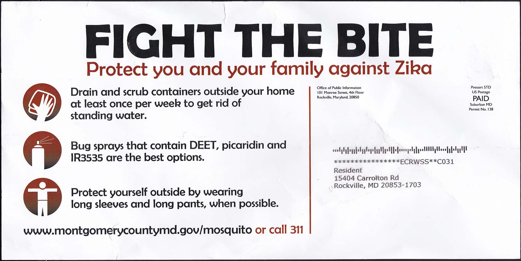 Fight The Bite, Zika Mailing - Side 2