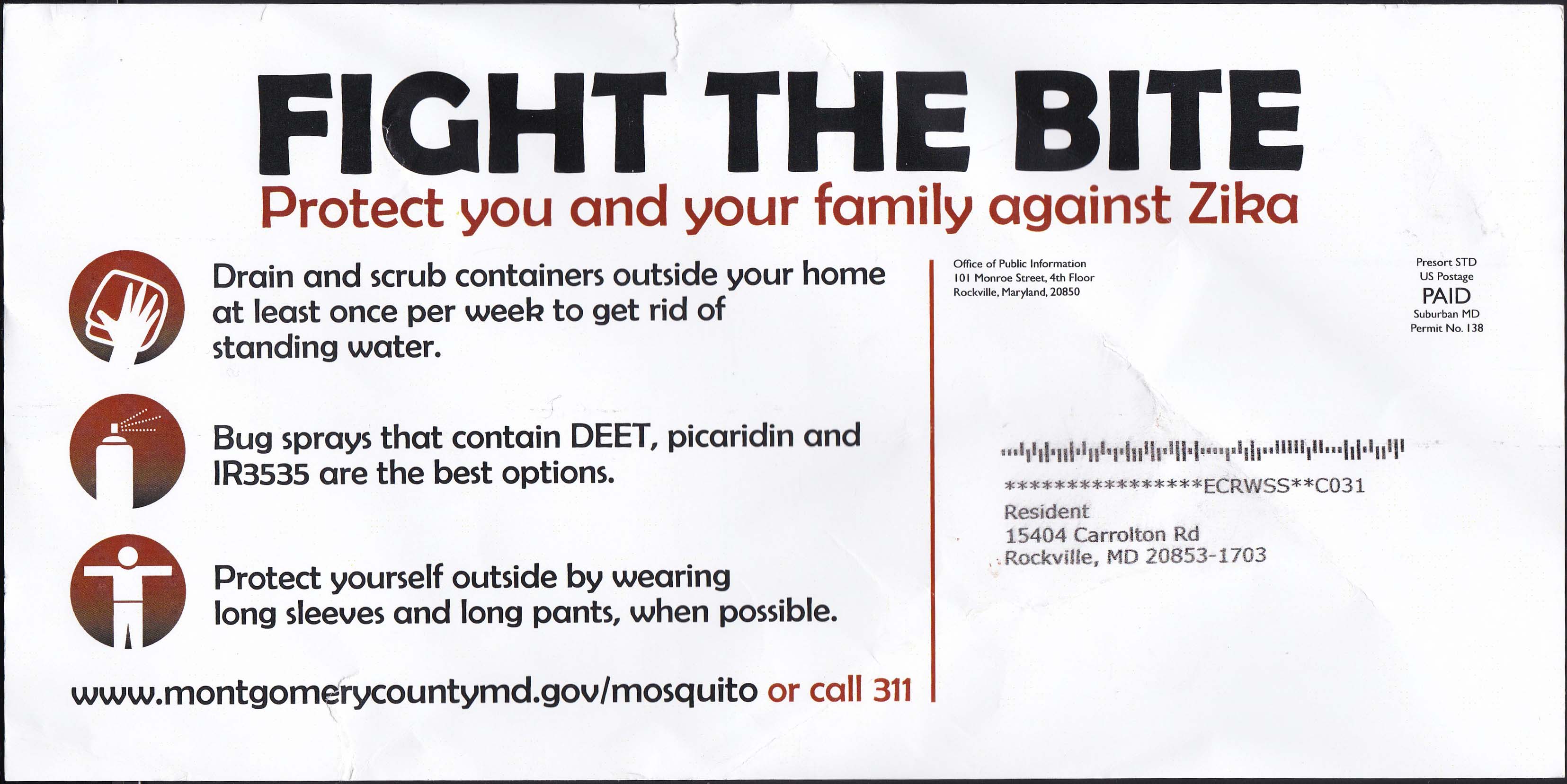 Fight The Bite, Zika Mailing - Side 2