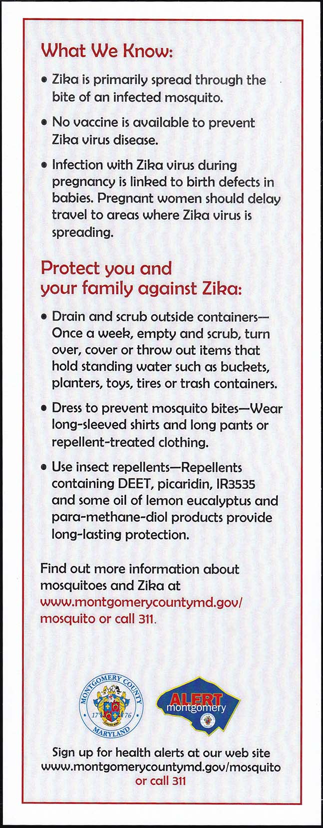 Fight The Bite, Zika Handout, English - Side 2