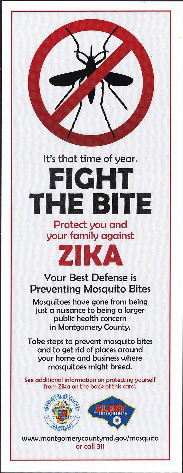Fight The Bite, Zika Handout, English - Side 1