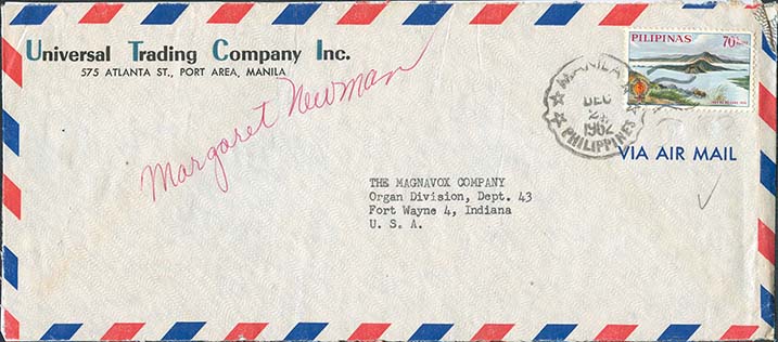 1962, December 21. 70c Air Mail Rate