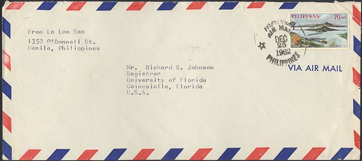 1962, December 25. 70c Air Mail Rate