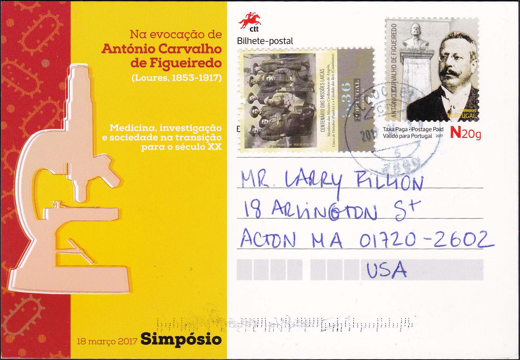 Portugal Figueiredo Postal Card Sent To The United States