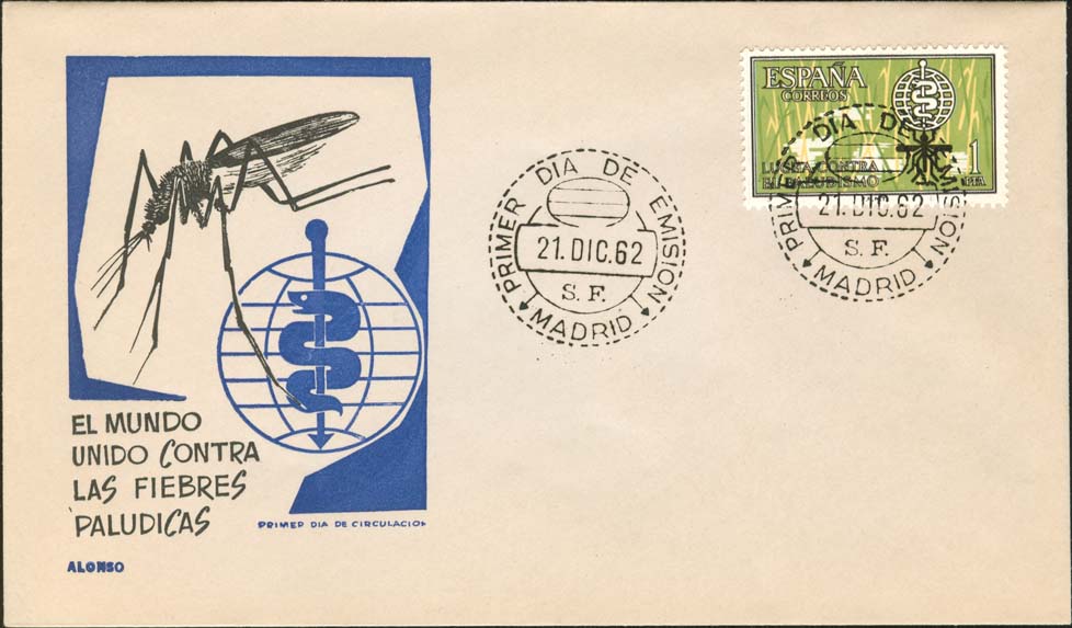 Spain Scott 1152 FDC - Blue Alonzo Cachet