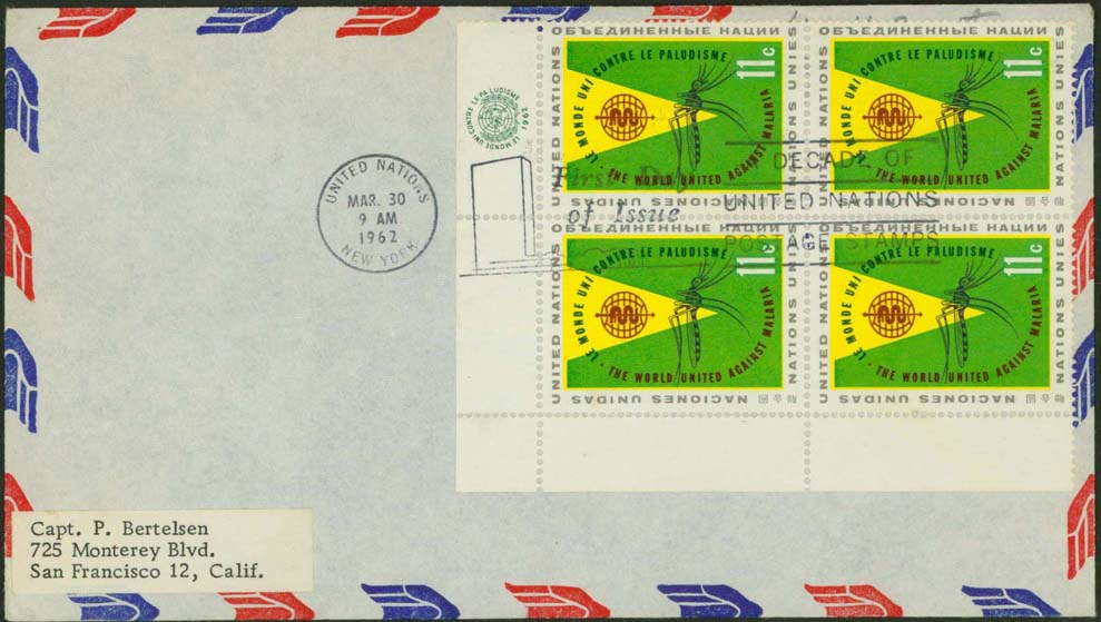 Scott 103 %28Block of 4%29%28FDC on Airmail Envelope%29