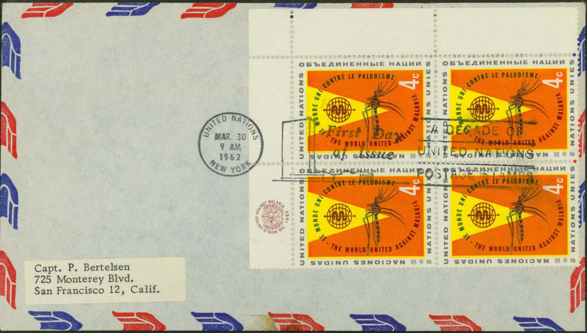 Scott 102 (Block of 4)(FDC on Airmail Envelope)