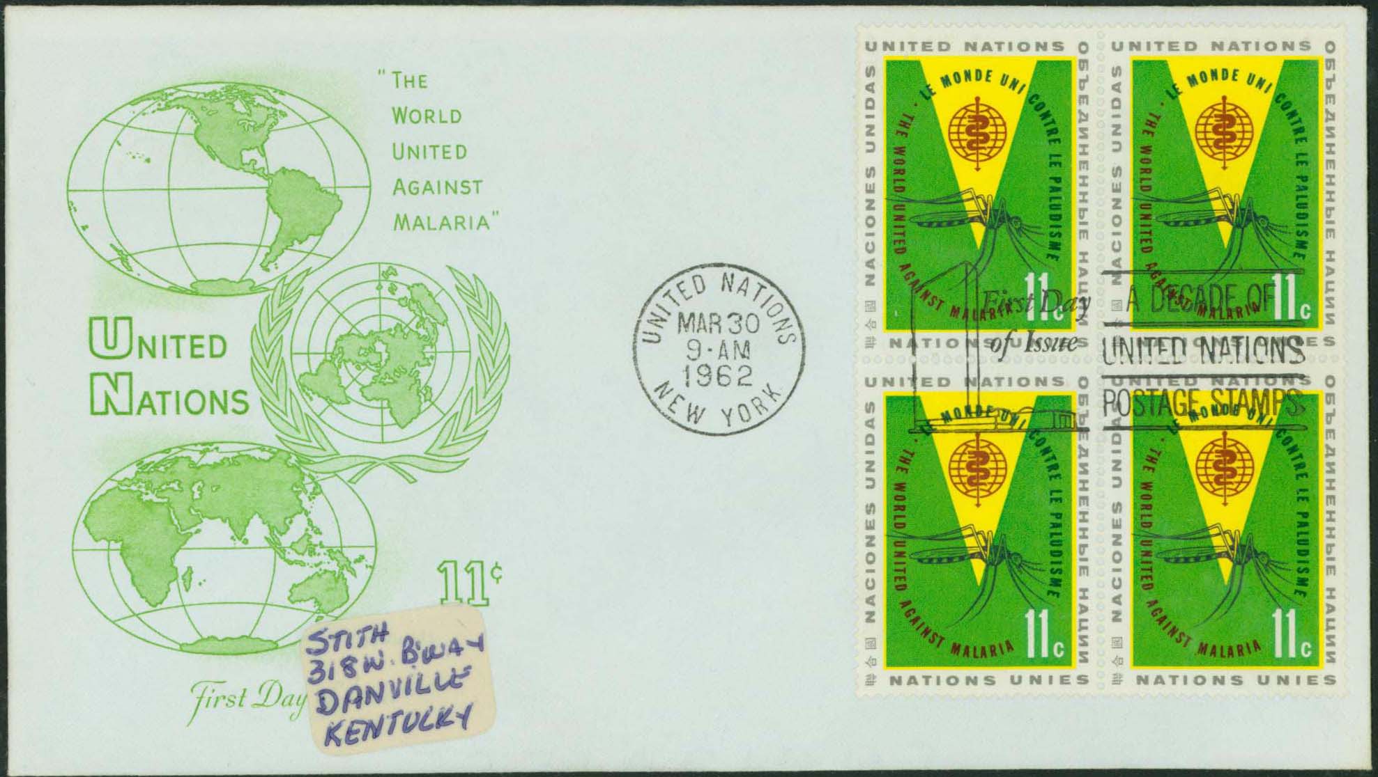 Scott 102 (Block of 4)(FDC with Globe (Orange))