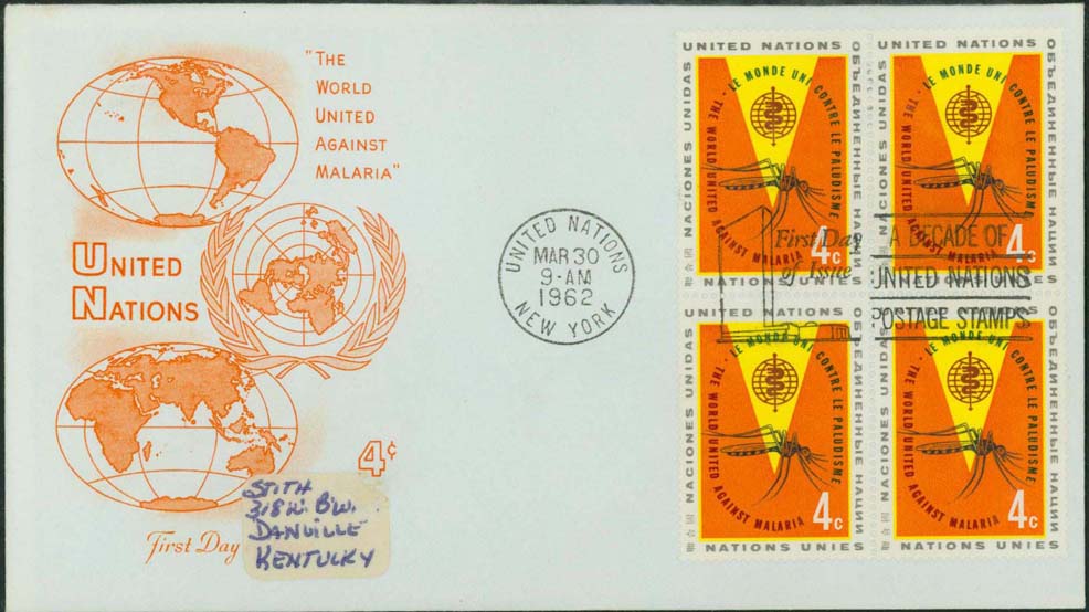 Scott 103 (Block of 4)(FDC with Globe (Green))