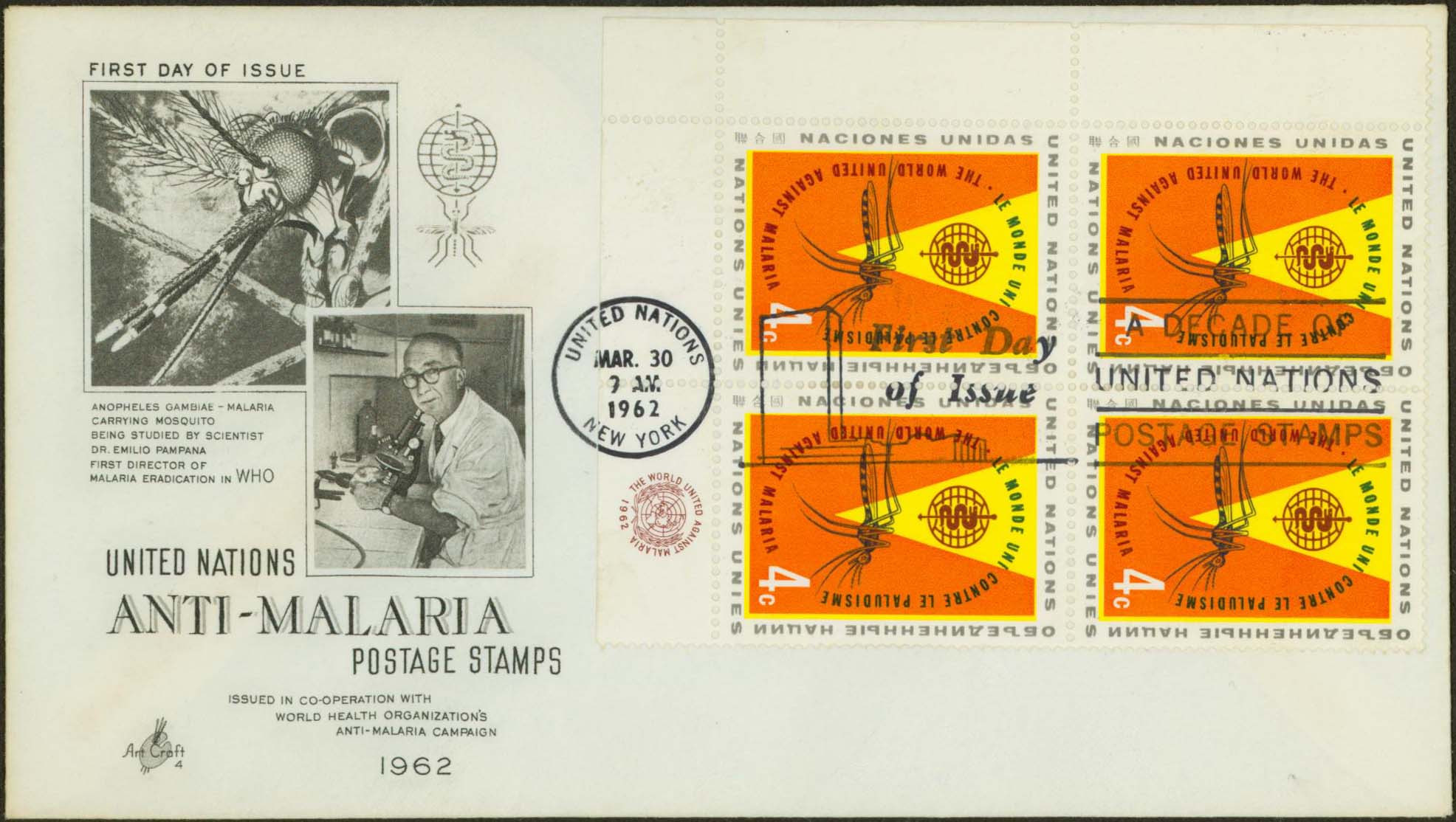 Scott 102 (MI Block of 4 - Lower Right) (FDC w/ Artcraft Cachet (Mosquito and Pampana))