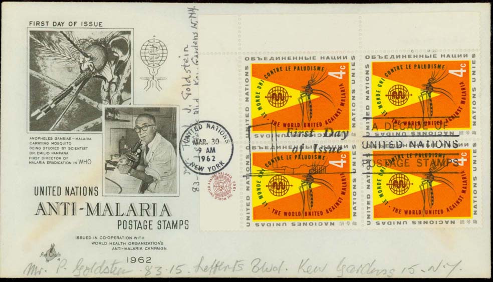 Scott 102 (MI Block of 4 - Upper Left) (FDC w/ Artcraft Cachet (Mosquito and Pampana))