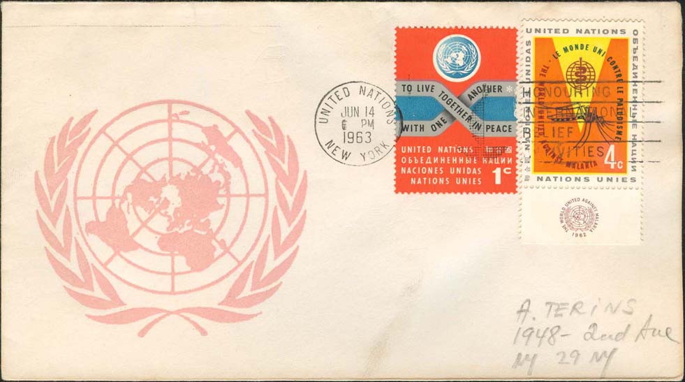 Scott 102 1st print- June 14, 1963 Machine slogan cancel - Honoring Int. Relief Activities