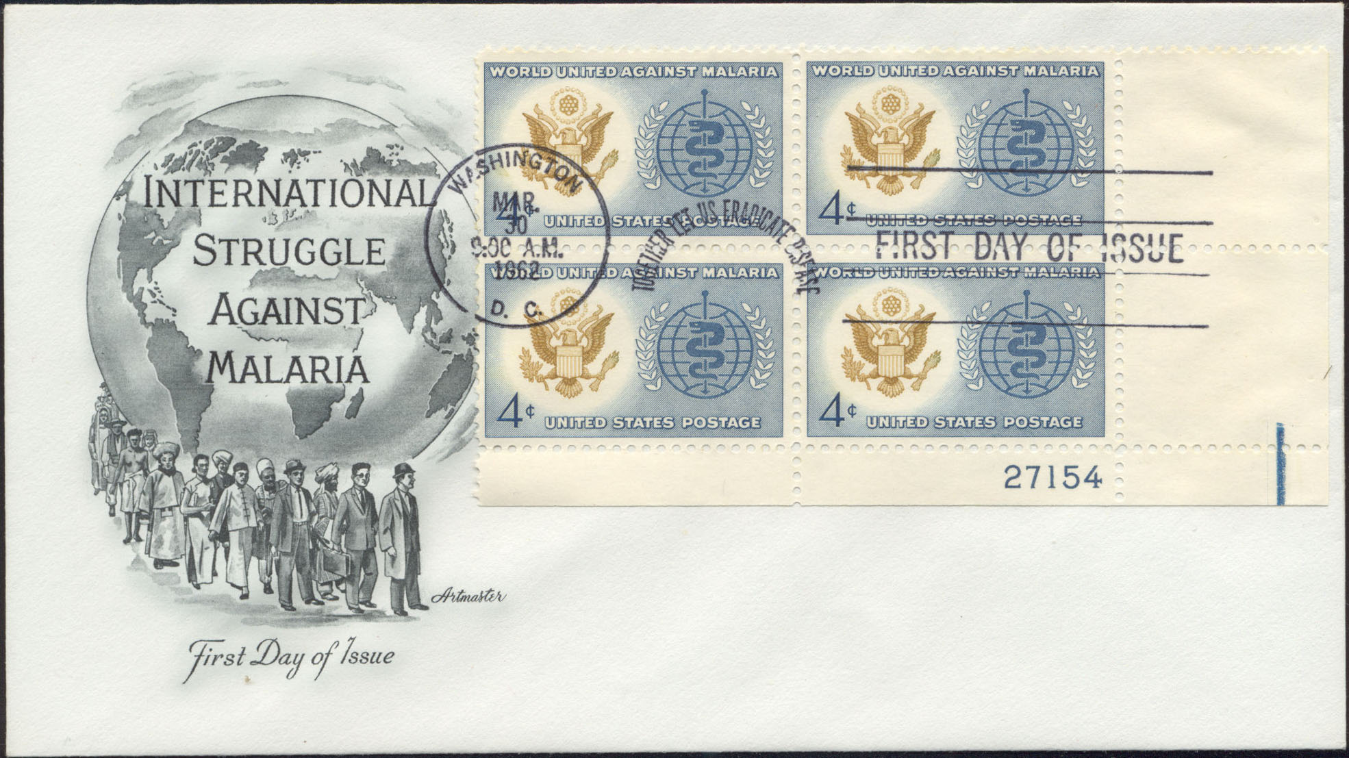 Scott 1194 (FDC w/ Artmaster Cachet (Gray) (Plate Block 21754 Lower Right)