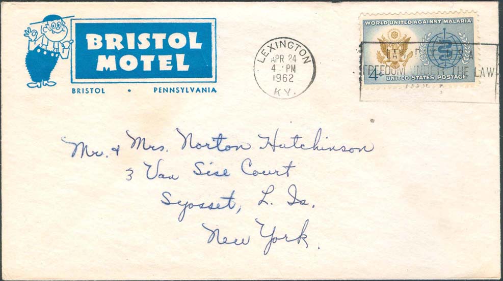 1962, April 24th, 4:00 PM. Lexington, KY to Syosset Long Island, NY