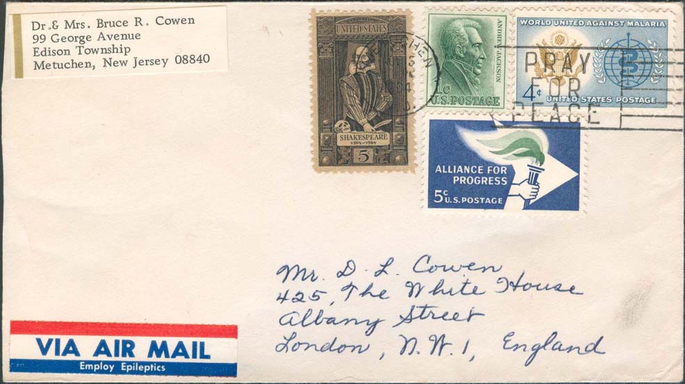 1964, November 3rd, Metuchen, NJ to England