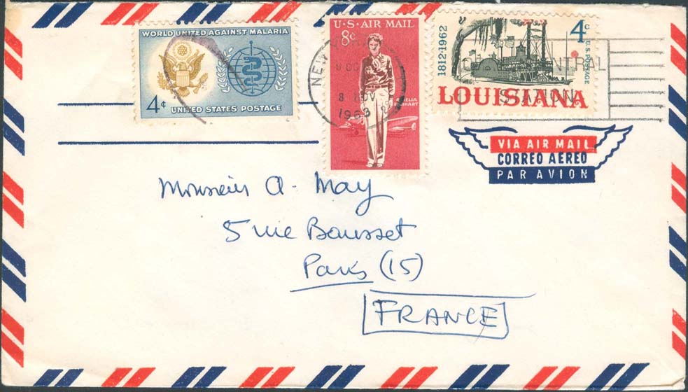 1963, November 8th, 9:00 PM. New York, NY to France (Overpaid by 1¢)