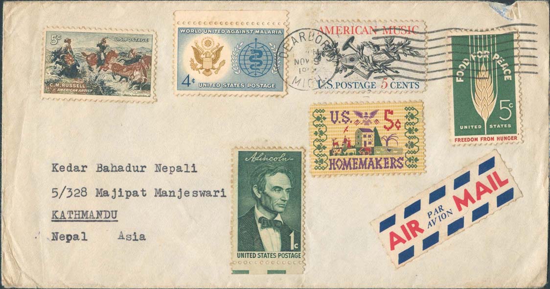 1962, November 9th, Dearborn, MI to Nepal - Front
