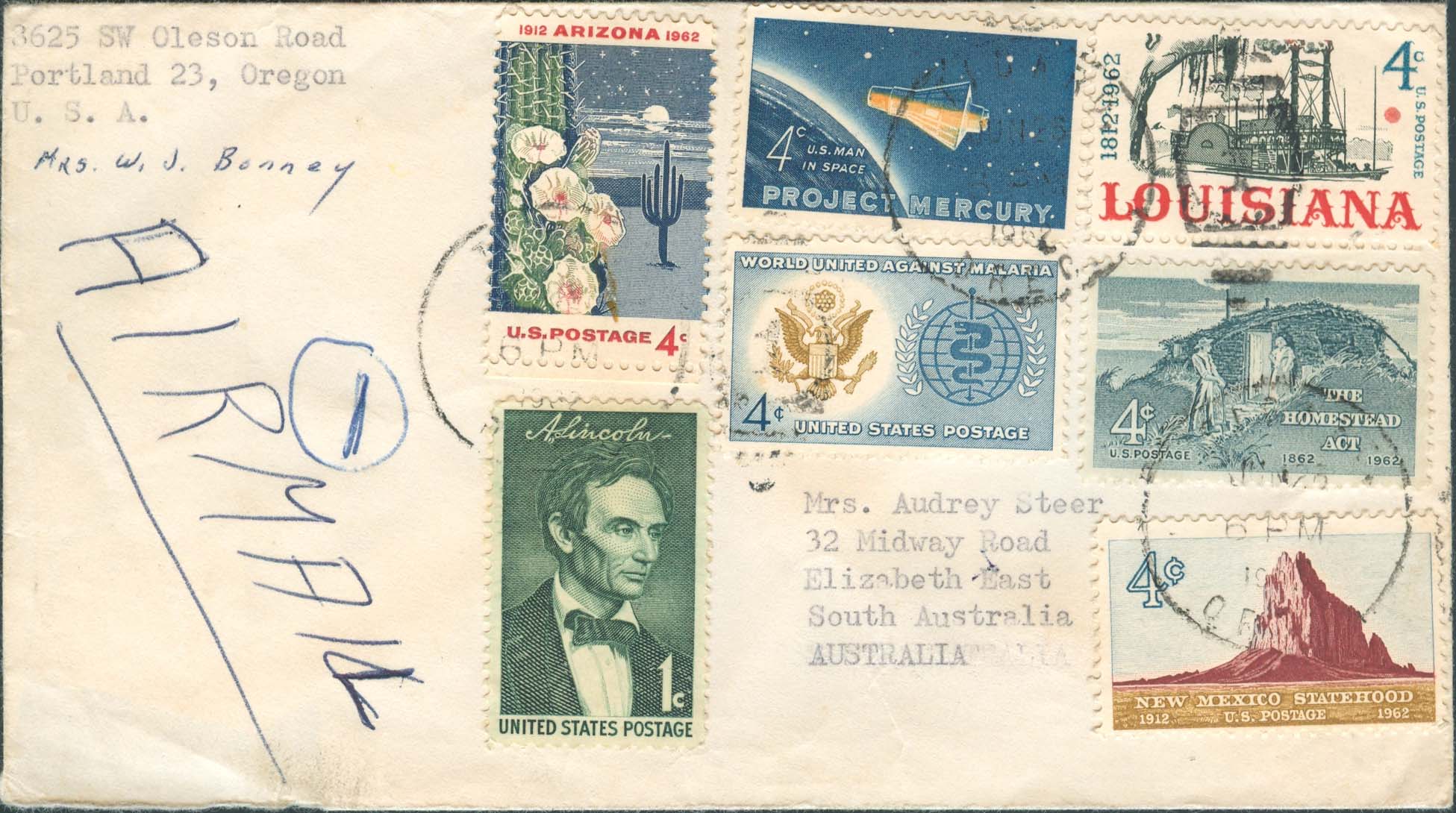 1962, June 25th, Portland, OR to Australia