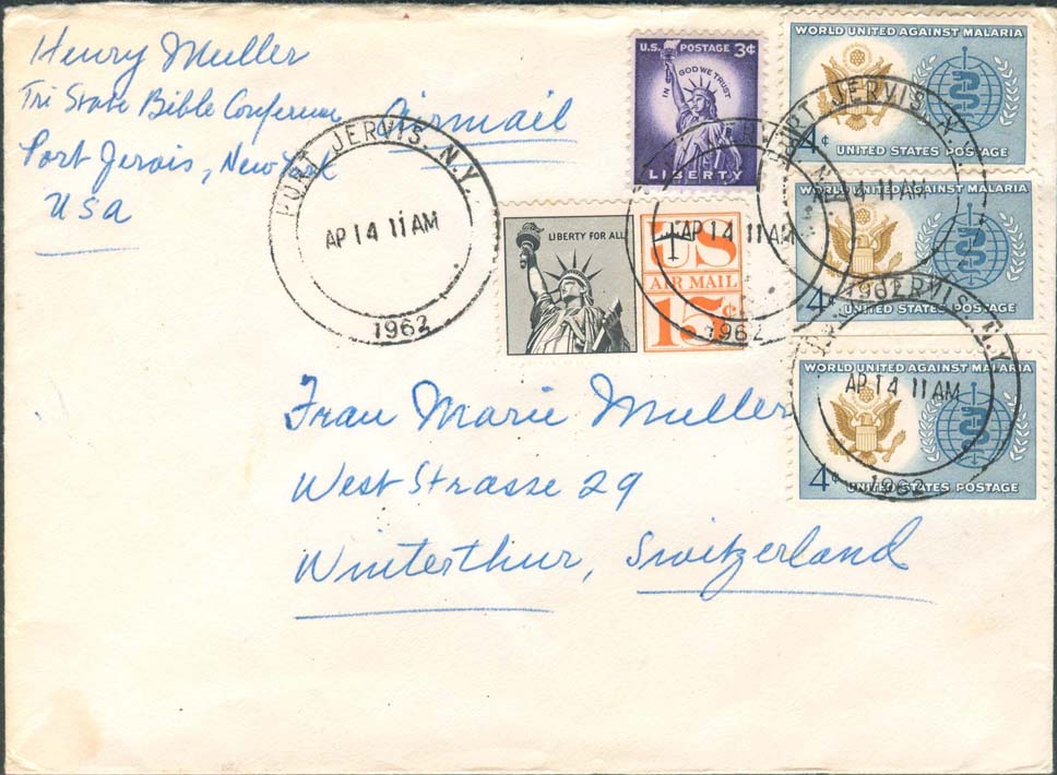 1962, April 14th, 11:00 AM. Port Jervis, NY to Switzerland