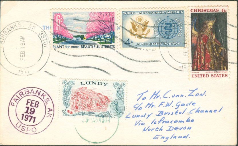 1971, February 19th, Fairbanks, AK to Lundy (Overpaid by 1¢)
