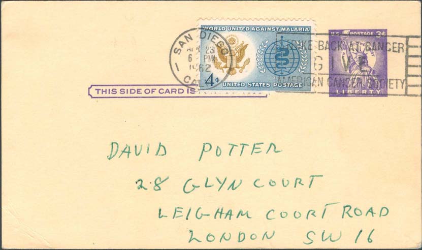 1962, April 23rd, San Diego, CA to England