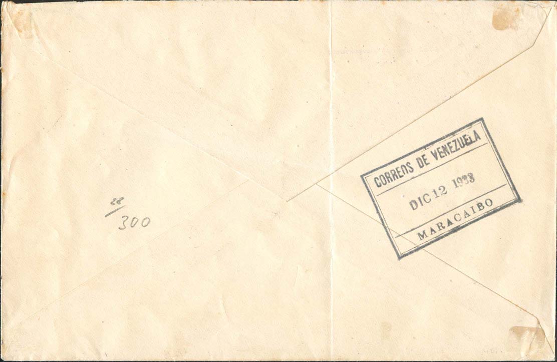 Incoming Venezuela Cover with Malaria Cachet - Back