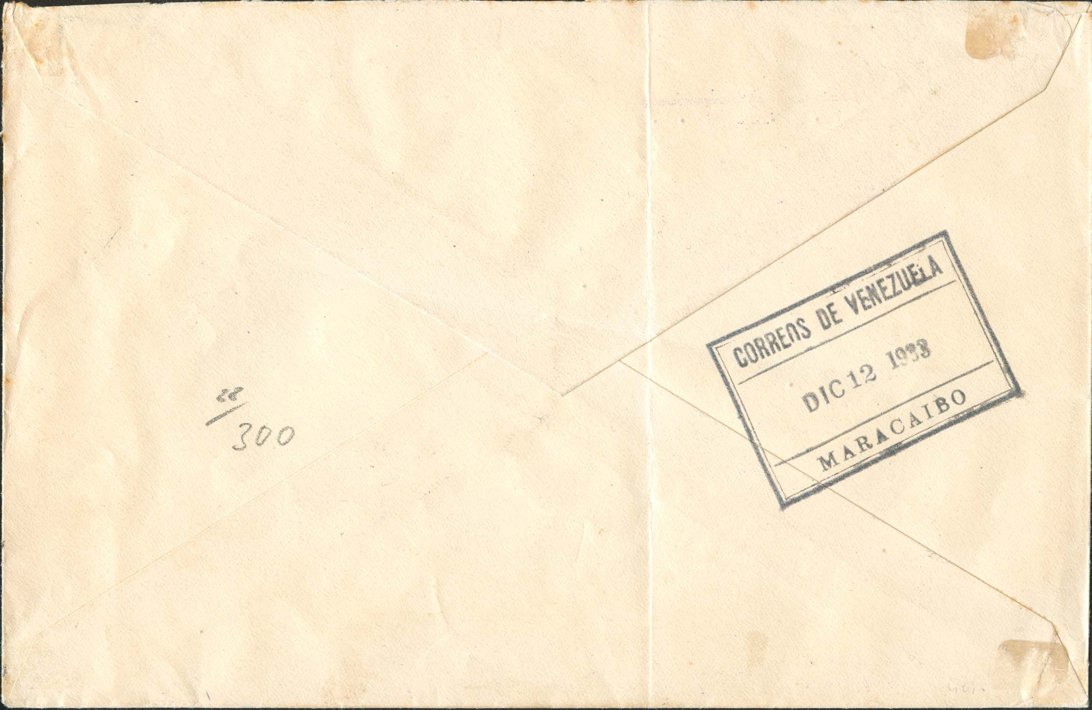 Incoming Venezuela Cover with Malaria Cachet - Back