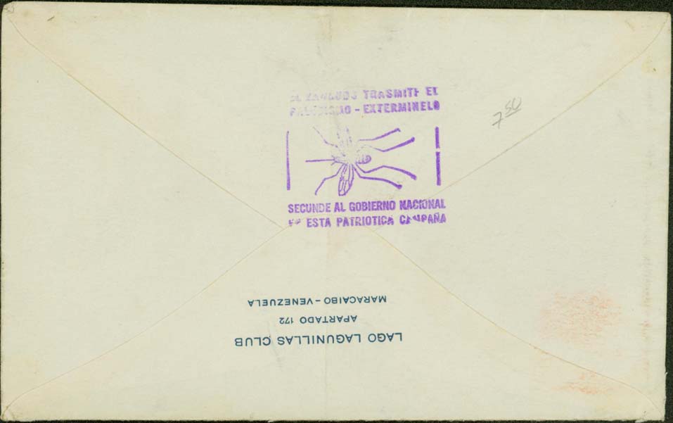 Venezuela - Front and Back of cover - 1936/11/02 - Malaria Cancellation