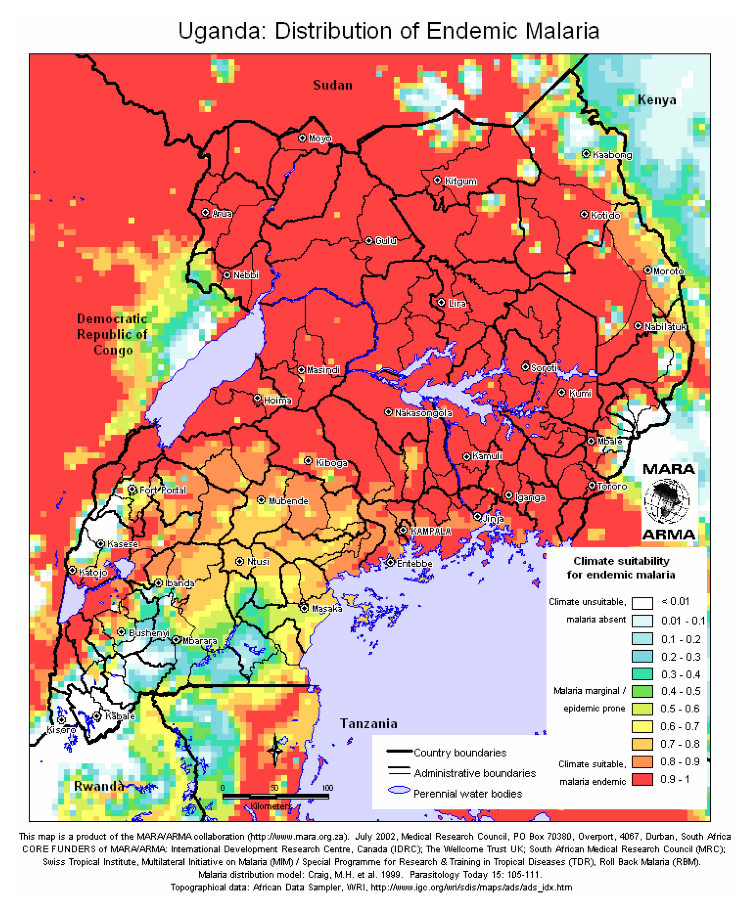 Distribution of Endemic Malaria