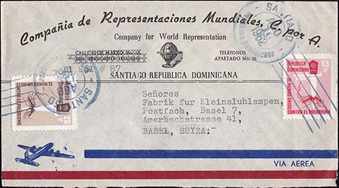 Dominican%20Republic%20Scott%20559%20and%20C120%20on%20Commercial%20Cover%2008/10/1962